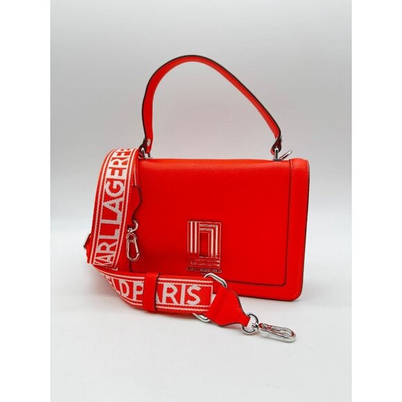 KARL LAGERFELD Paris Simone leather small crossbody bag -Red /Vermillon (Used) - Picture 8 of 14